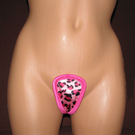 Leopard print and pink trim no side straps thong