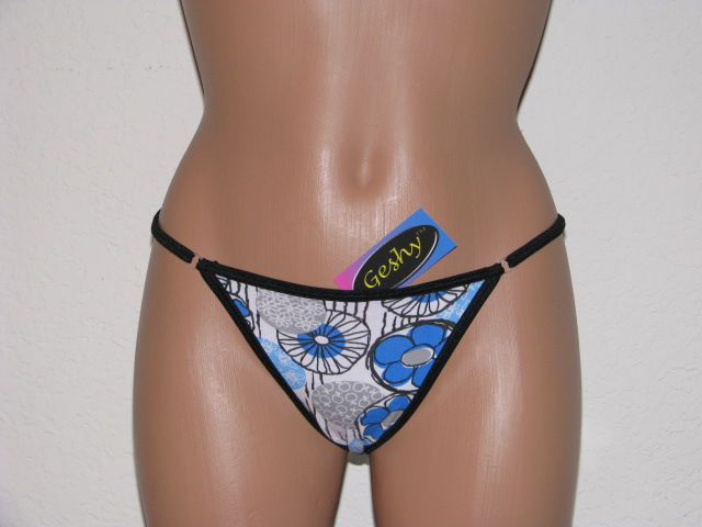 Blue flower print thong.