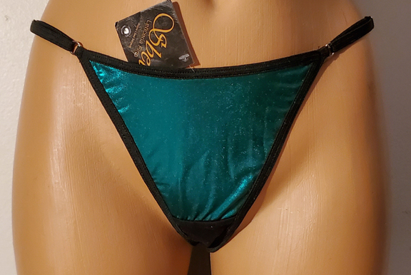 Green metallic thong