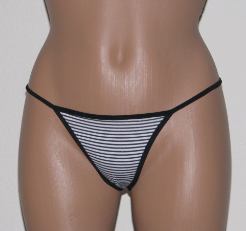 Black Striped Thong