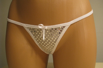 White shiny thong.